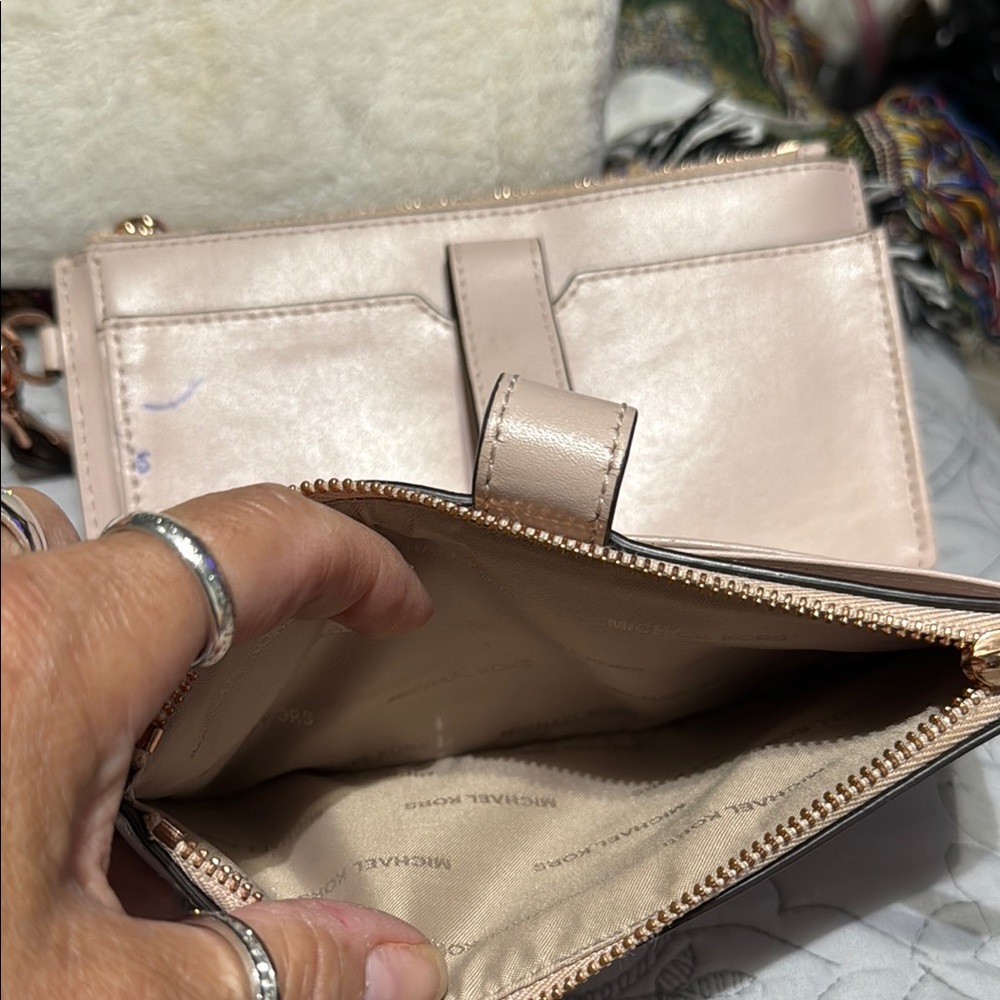 Michael Kors Pink and Rose Gold Wristlet with Floral Studs - Picture 6 of 8